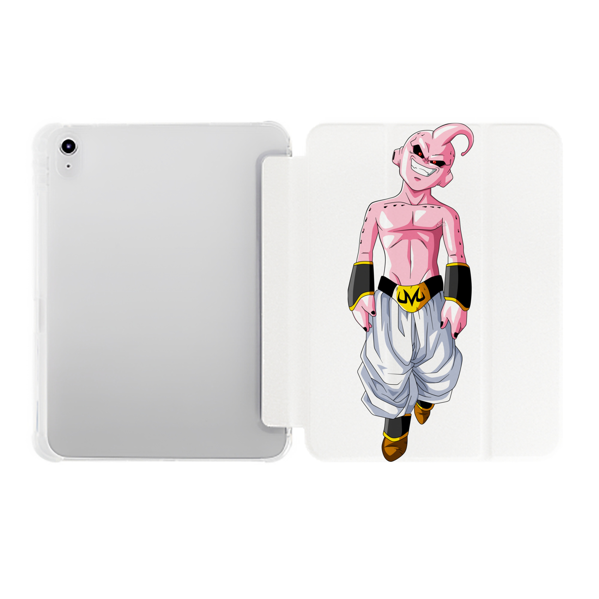 （画像用） ドラゴンボール 魔人ブウ DRAGON BALL Majin Buu IPad ケース ペン収納付き 三つ折りスタンド PUレザー×シリコン 対応機種9.5/10.5/10.9インチ